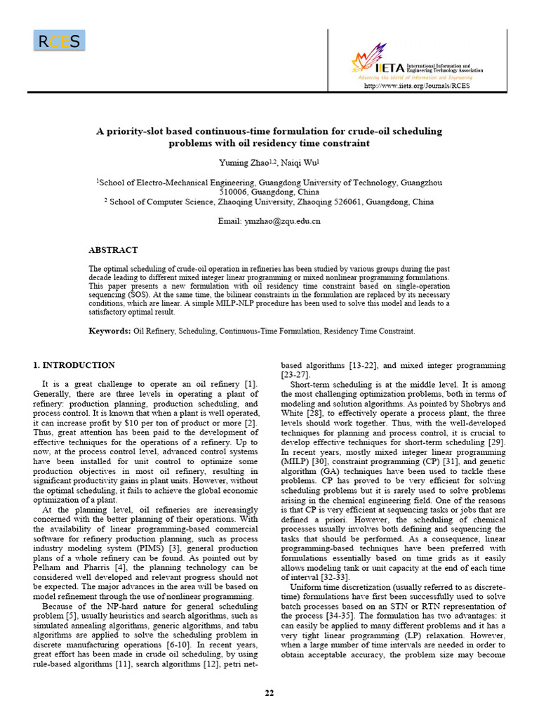 04.1 - 05 Scheduling Refinery Petri | PDF | Linear Programming ...