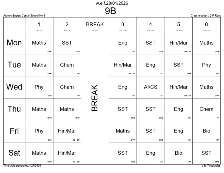Class 9b 2026 | PDF