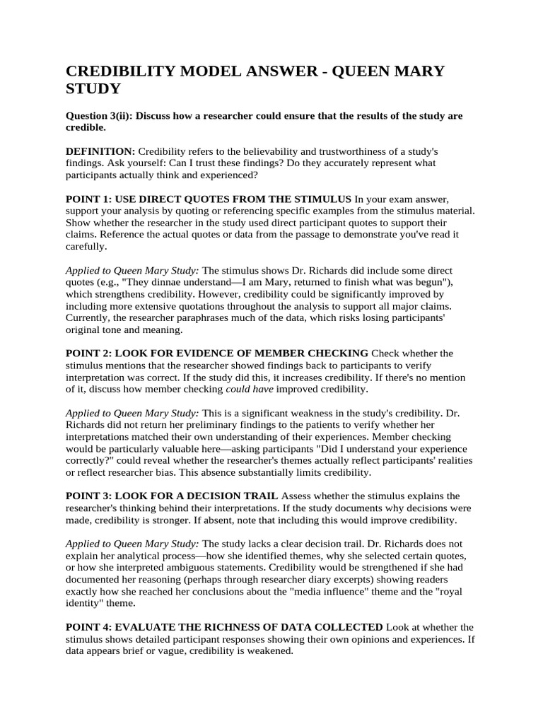 Credibility Model Answer | PDF | Attachment Theory | Bias