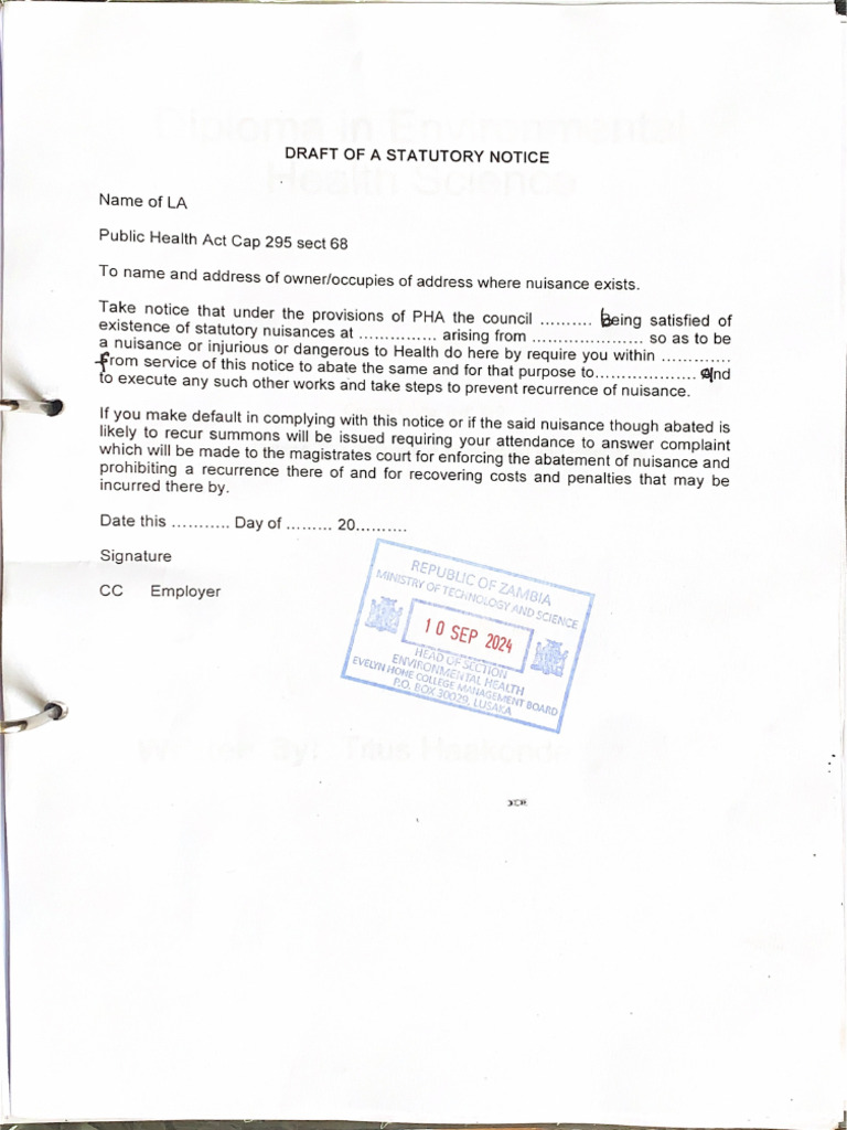 Example of Statutory Notice | PDF