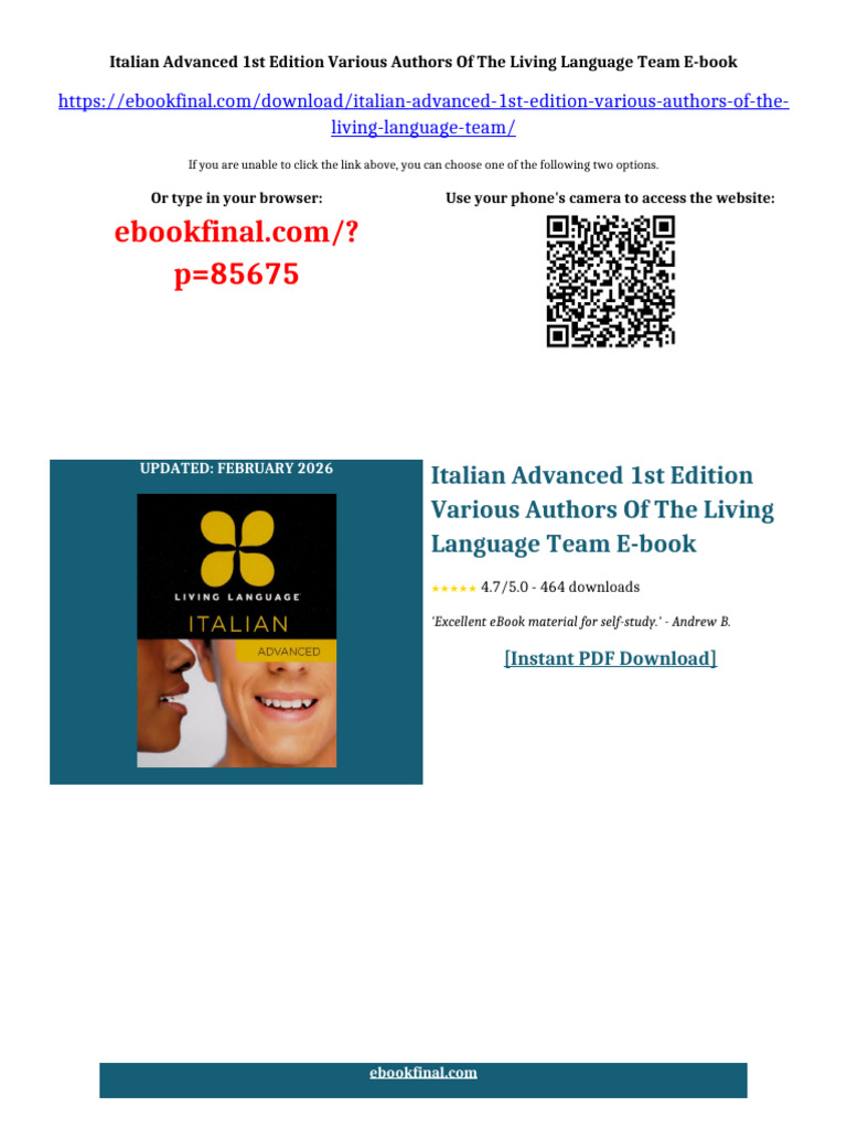 Italian Advanced 1st Edition Various Authors Of The Living Language ...