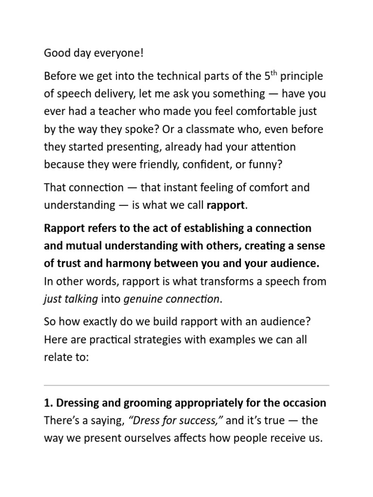 Chap 6_Audience Rapport | PDF | Body Language | Cognition