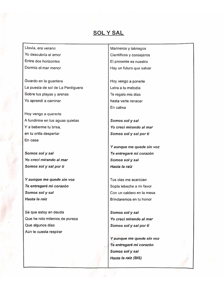 Sol y Sal - Letra | PDF