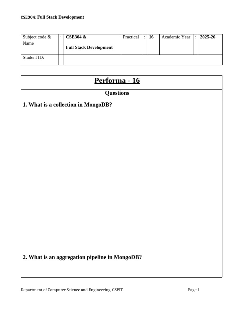 Practical 16 Performa | PDF