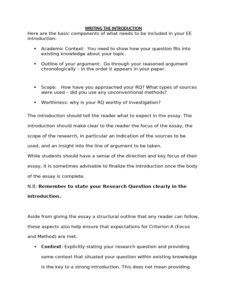 Writing The Introduction: Remember To State Your Research Question ...