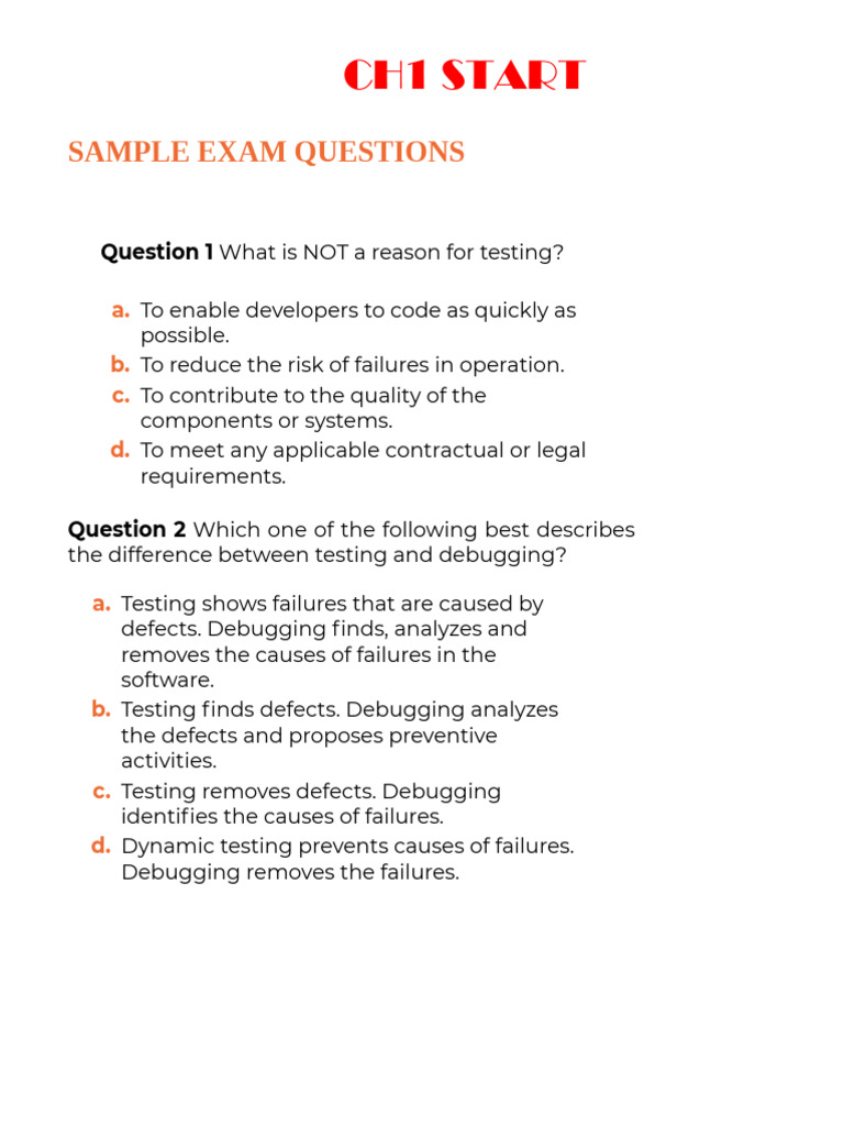 Foudnations of Software Testing Sample Questions | PDF | Software ...