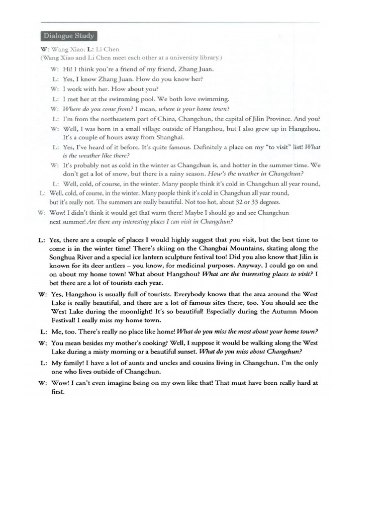 Dialogue 1 - Speaking | PDF