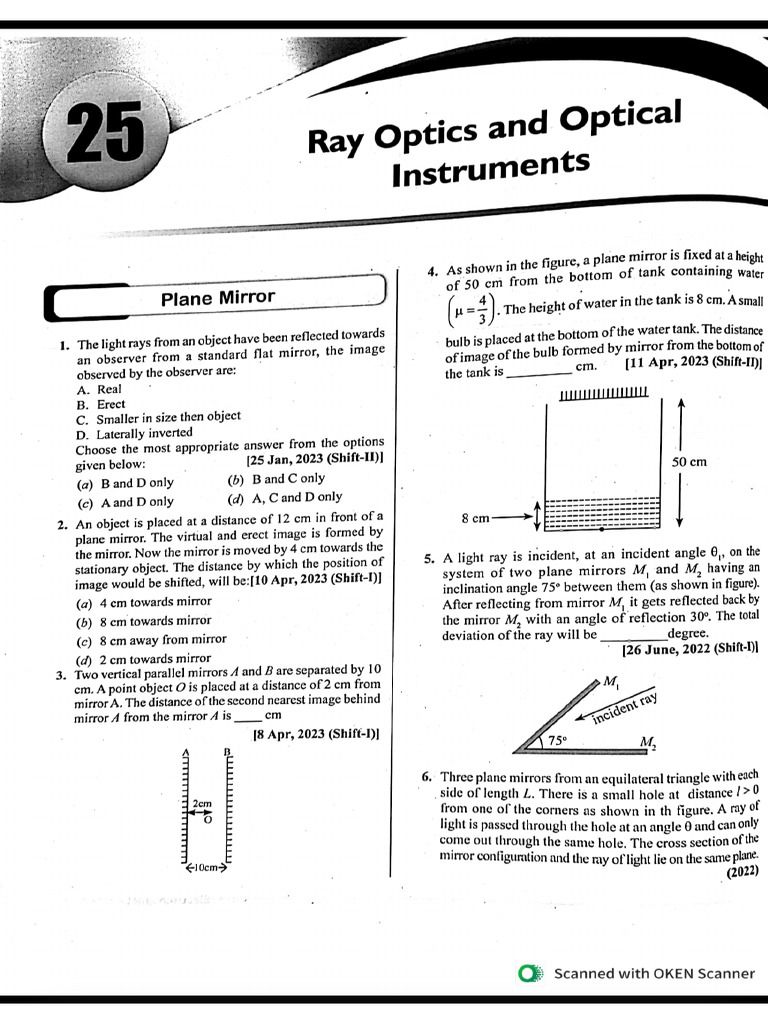 Ray Optics PYQs | PDF