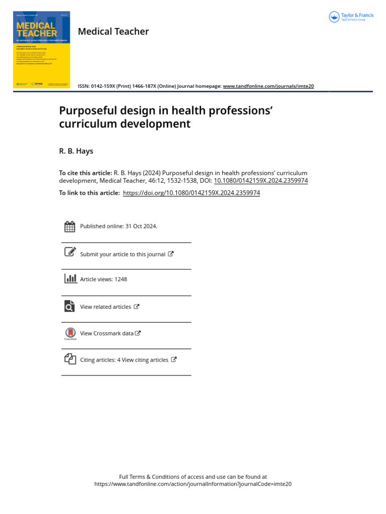 Purposeful Design in Health Professions Curriculum Development | PDF ...