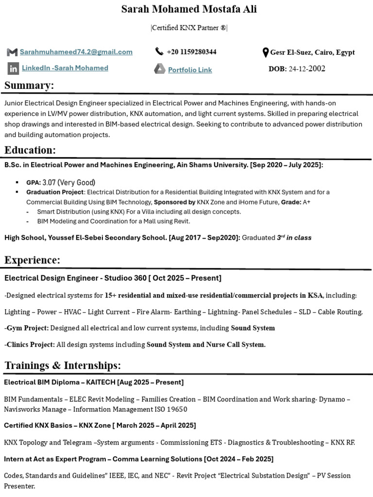 Sarah Mohamed Mostafa - CV PDF | PDF