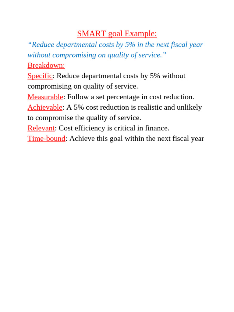 SMART Goal Example | PDF