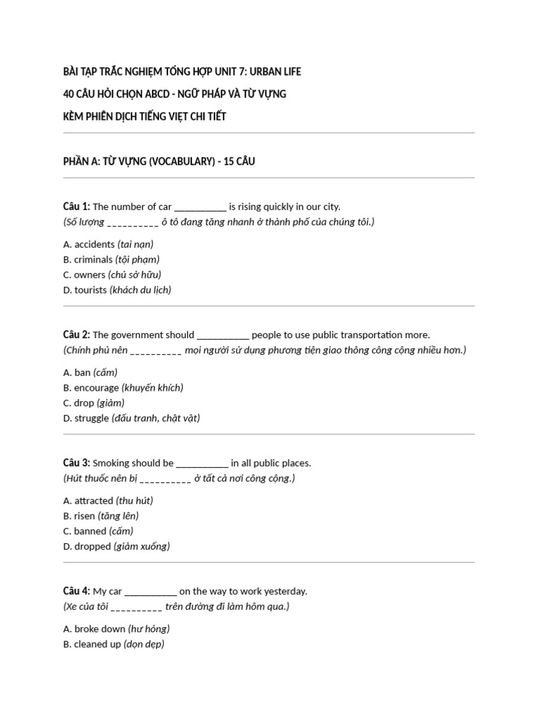 Bai Tap Ngu Phap Unit 7 Lop 9 | PDF
