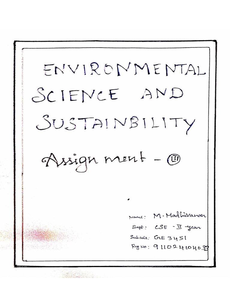 EVS 3 Assignment | PDF