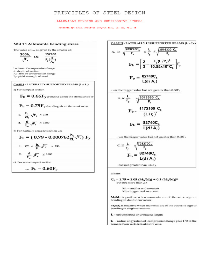 STEEL DESIGN Lecture 2 Allowable Bending Compressive Stress | PDF ...