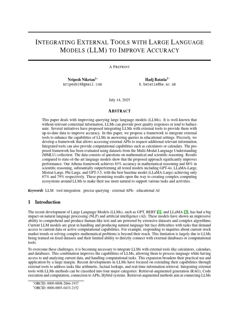 Integrating External Tools With Large Language Models (LLM) To Improve ...
