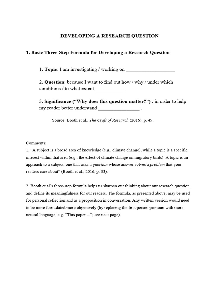 8.788 - Tool 1 - Developing A Research Question | PDF