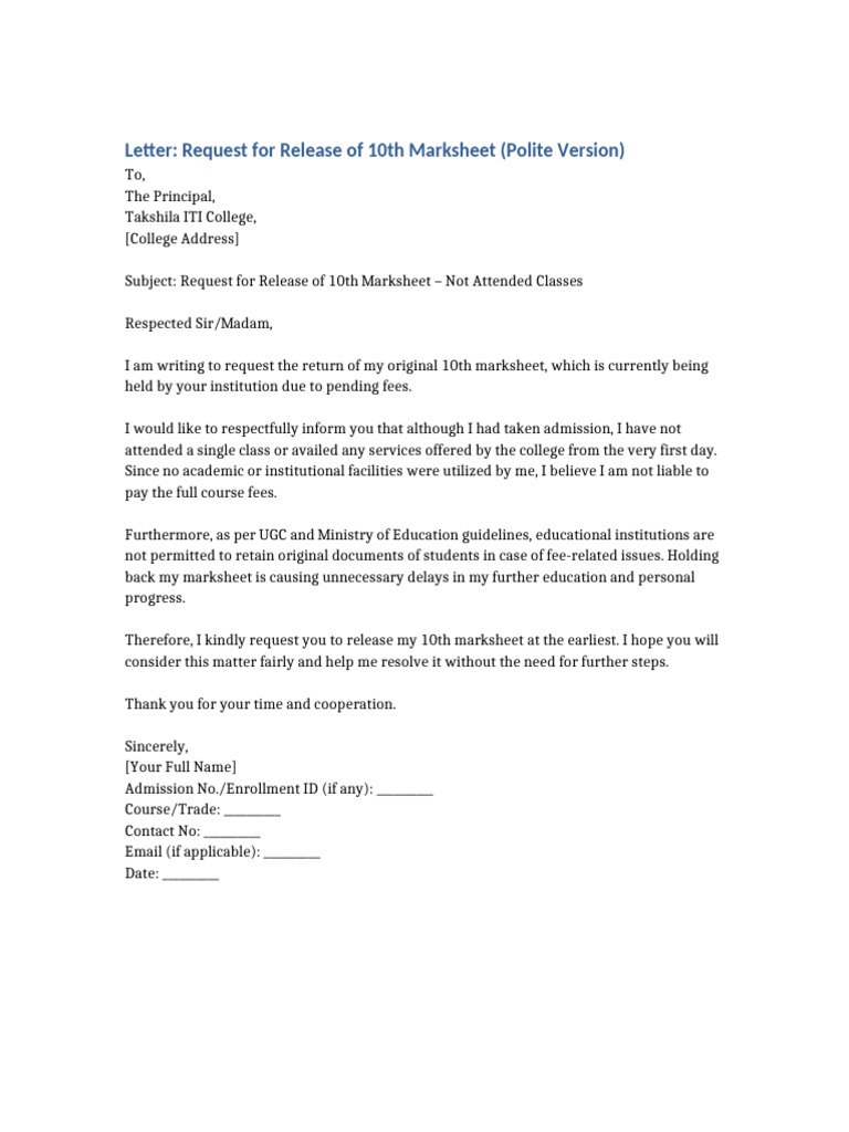 Polite Request Letter | PDF