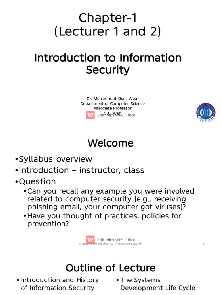 Is Ch#1-Lec 1 & 2 | PDF | Information Security | Security