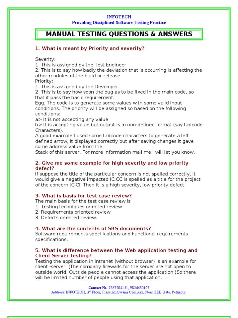 Manual Testing Interview Questions | PDF | Software Testing | Software Bug