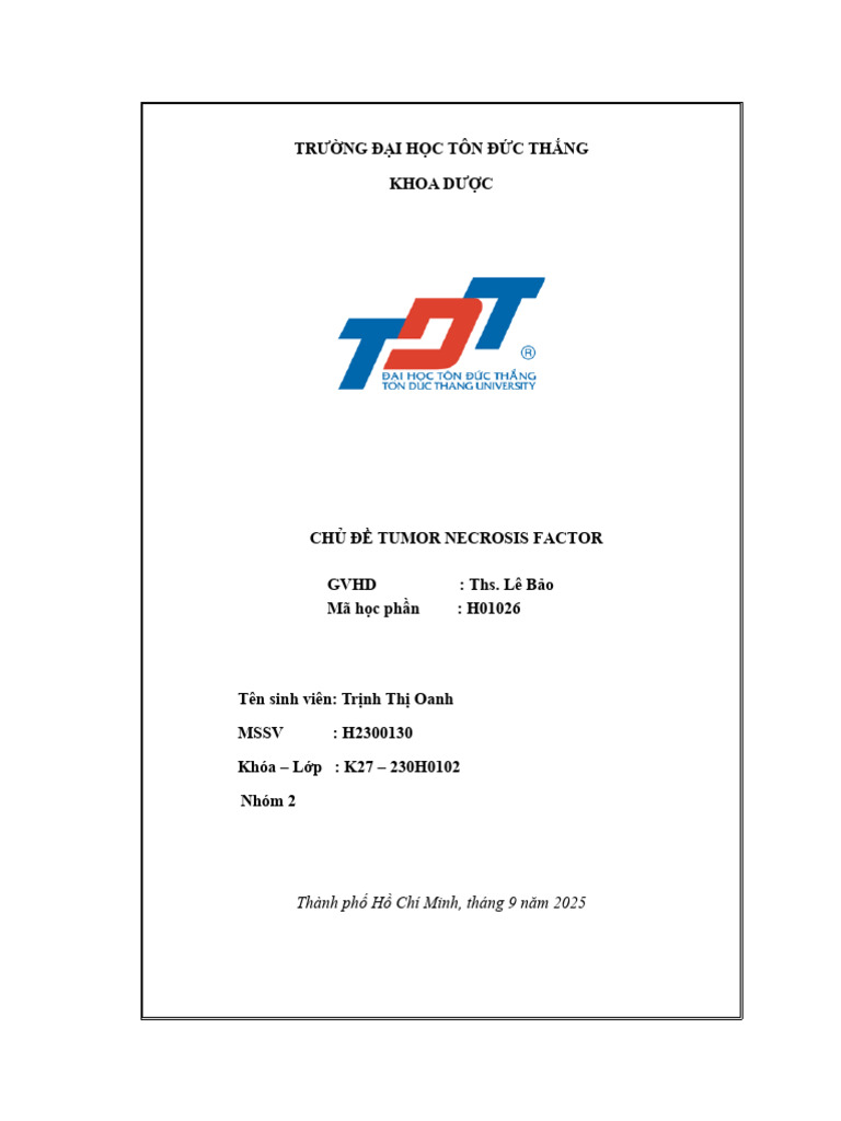 N2 - H2300130 - Tumor Necrosis Factor (TNF) - Bao Cao | PDF
