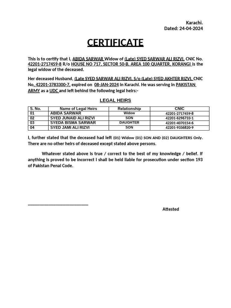 Certificate Abida | PDF