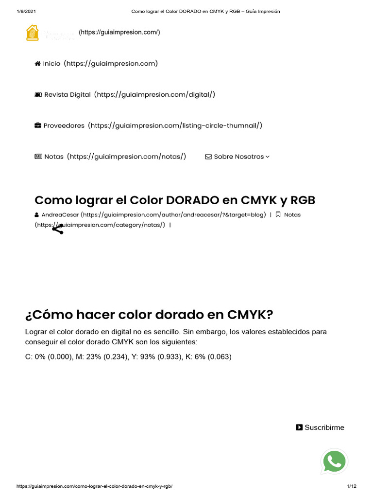 Como Lograr El Color DORADO en CMYK y RGB - Guía Impresión | PDF ...
