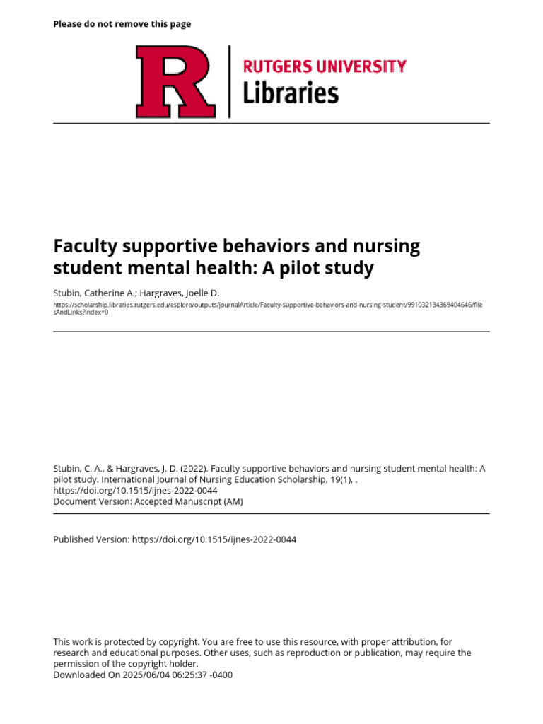 Stubin-Refereed Article-Faculty Supportive Behaviors and Nursing ...