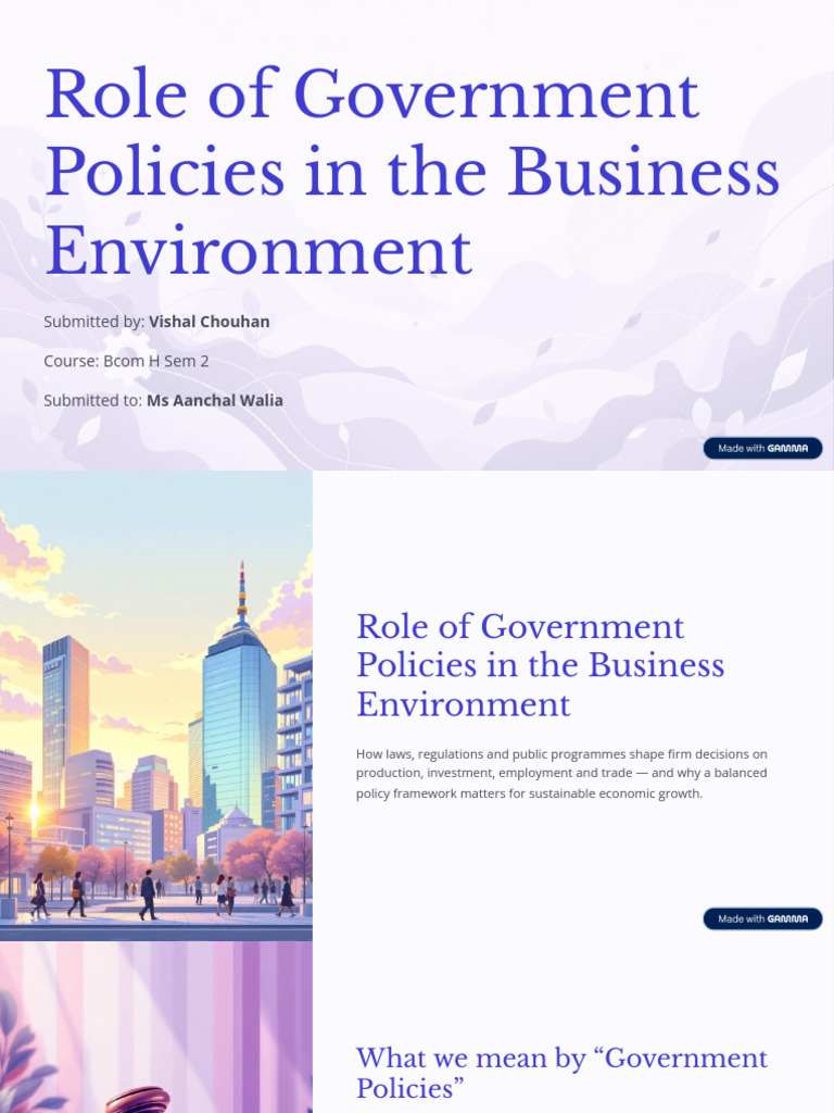 Role of Government Policies in The Business Environment | PDF ...