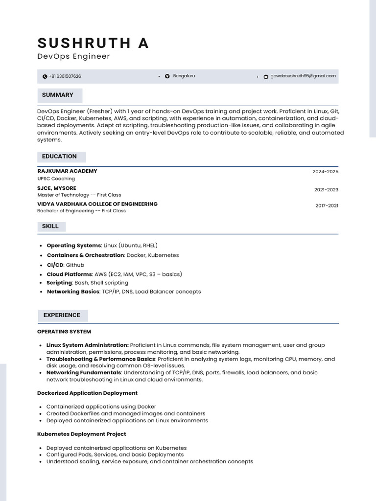 SUSHRUTH a Devops Engineer CV | PDF | Cloud Computing | Computing