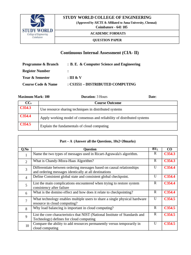 Set2 - CIA 2 - DC | PDF | Distributed Computing | Cloud Computing