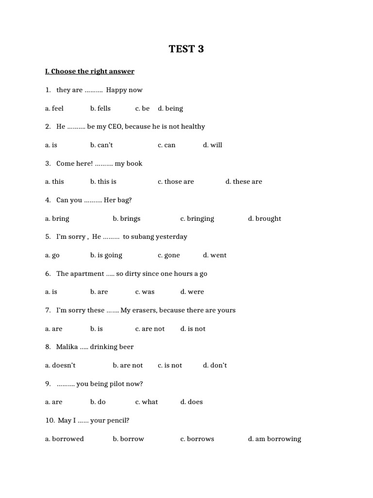 Soal Pak Hassan - Test 3 | PDF | Grammar | Syntax