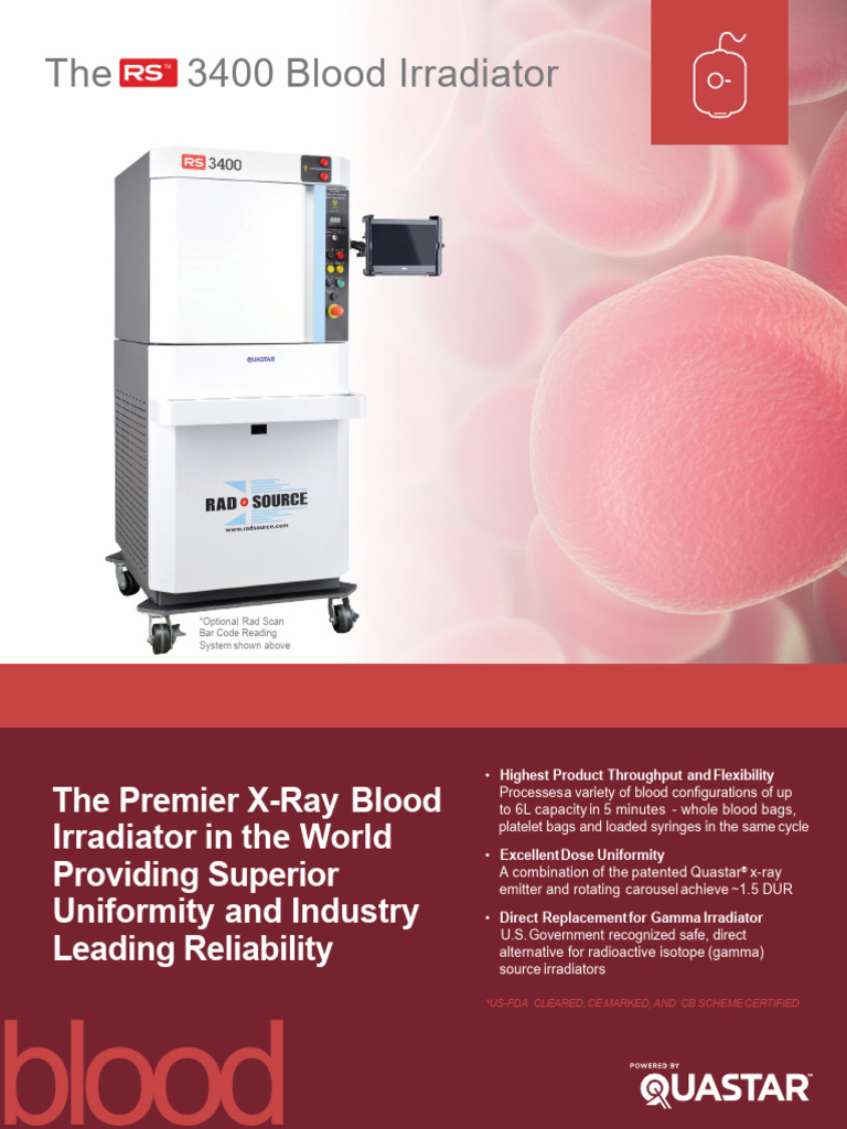 RS3400 Blood-Irradiator Brochure Mkt-037 Rev3 | PDF | Blood Transfusion ...