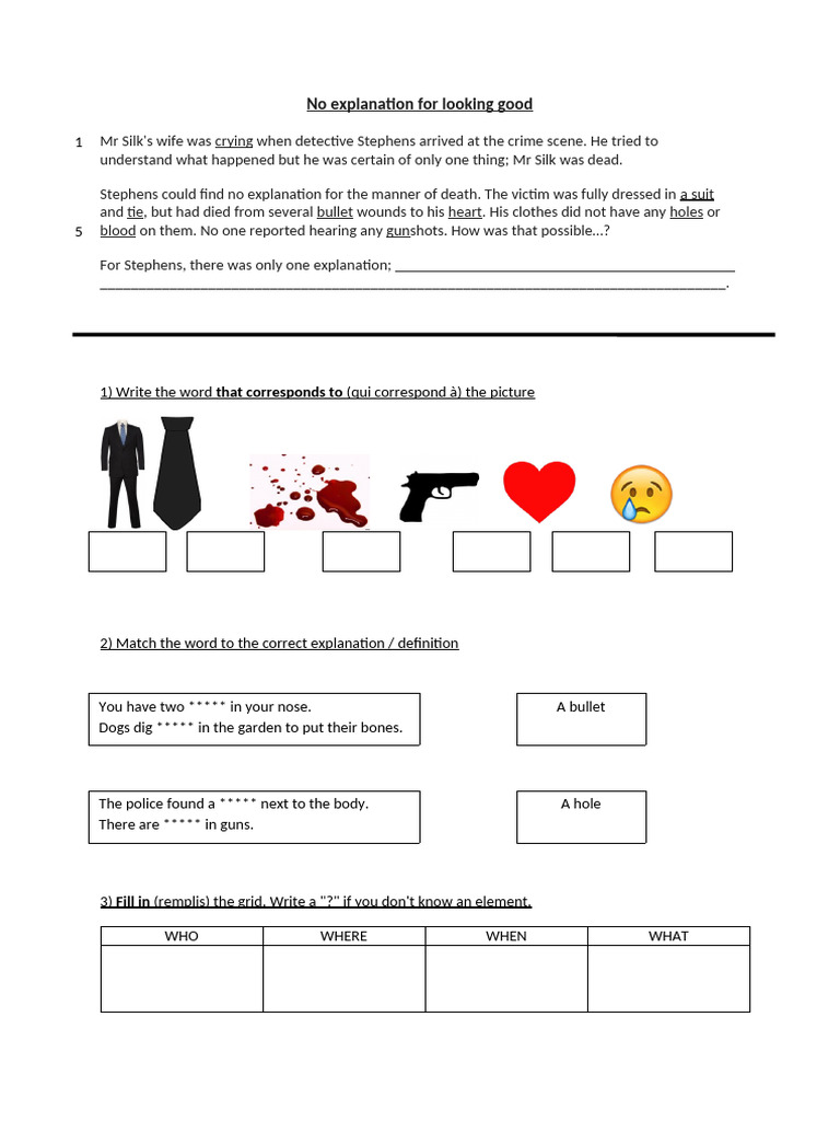 Fiche No Explanation For Looking Good Niveau 1 | PDF