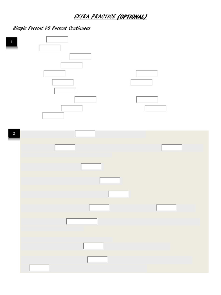 Extra Practice Simple Present Vs Continuous WITH KEYS | PDF | Chess ...