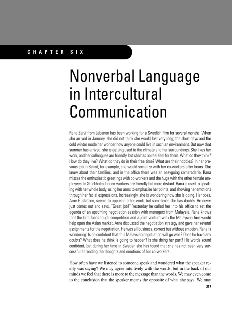 Chapter 6 - Nonverbal Language in Intercultural Communication | PDF ...