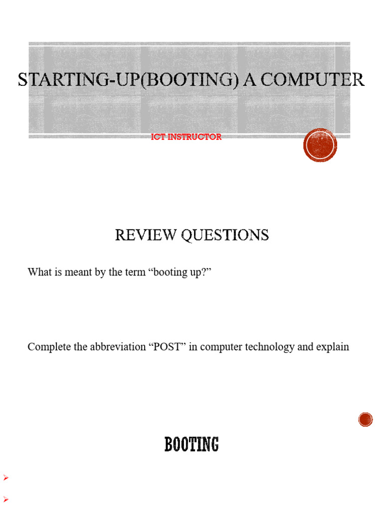 Starting-Up (Booting) A Computer | PDF | Booting | Bios