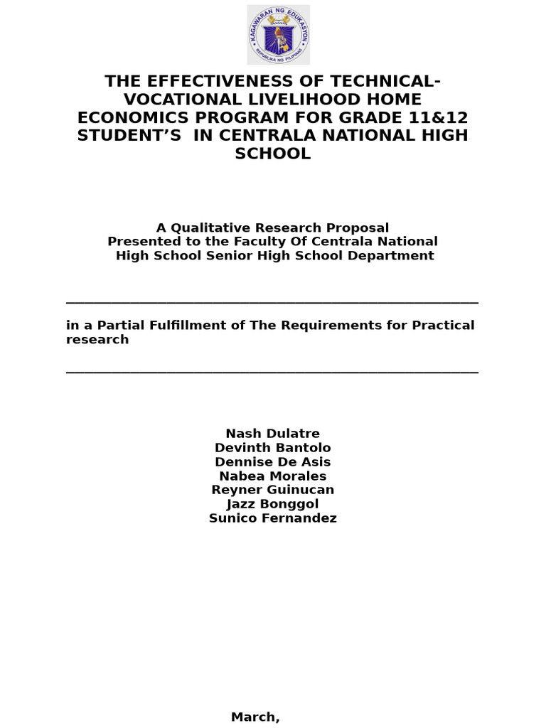 The Effectiveness of Technical-Vocational Livelihood Home Economics ...