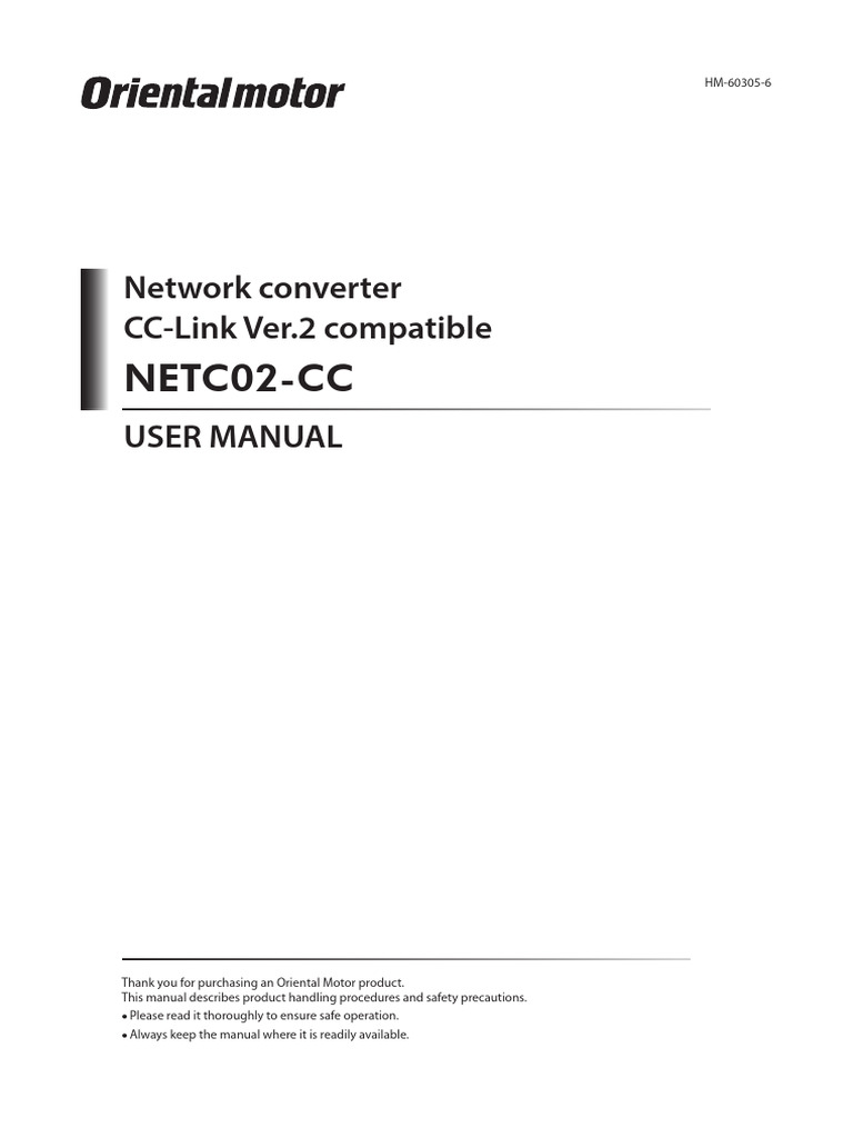 NETC02-CC: Network Converter CC-Link Ver.2 Compatible User Manual | PDF ...