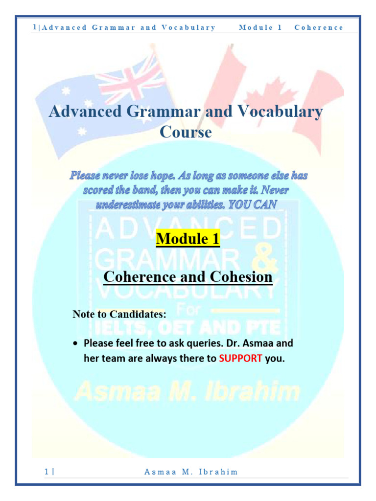Module 1 Coherence & Cohesion | PDF | Fluency | Vocabulary