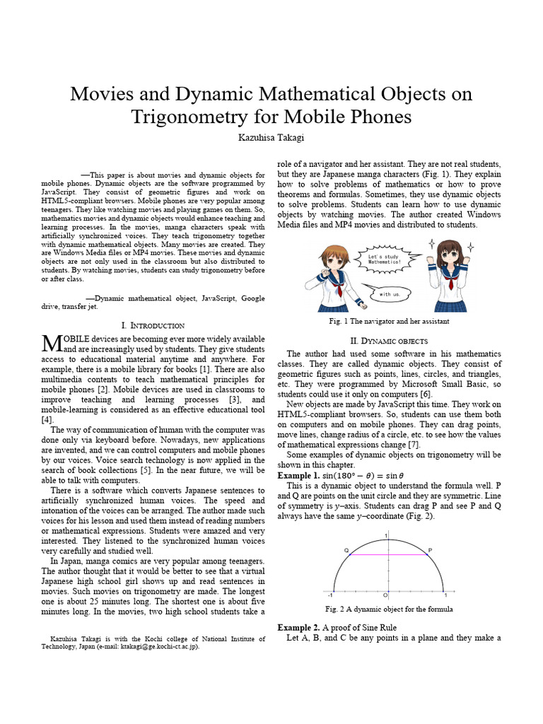 Movies and Dynamic Mathematical Objects On Trigonometry For Mobile ...