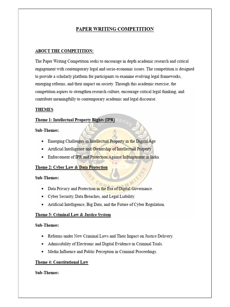 Paper Writing Competition | PDF | Intellectual Property | Justice