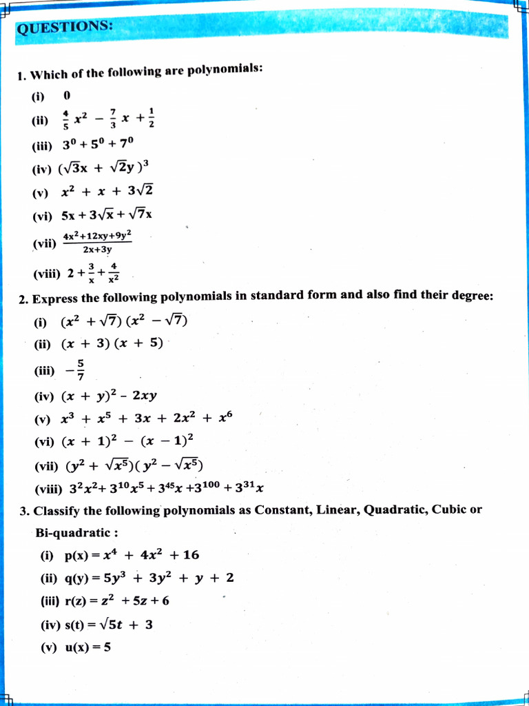 Chapter 2 Polynomial-1 | PDF | Polynomial | Abstract Algebra
