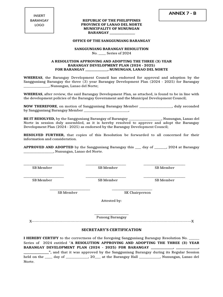 SB Resolution Adopting The BDP | PDF