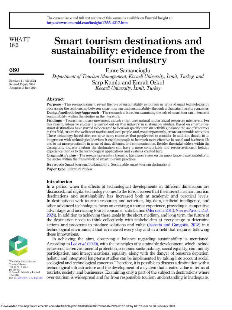 Smart Tourism Destinations | PDF | Sustainability | Internet Of Things