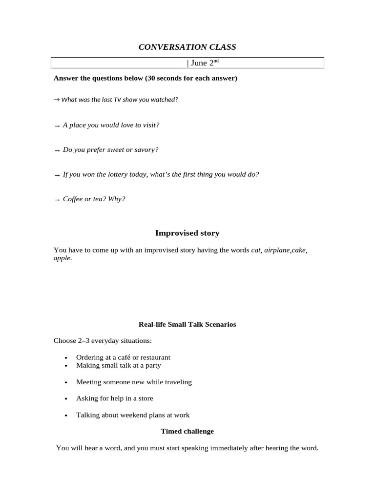 Conversation Class | PDF