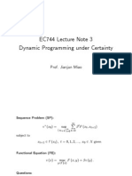 EC744 Lecture Note 3 Dynamic Programming Under Certainty: Prof. Jianjun Miao