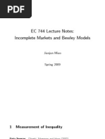 EC 744 Lecture Notes: Incomplete Markets and Bewley Models: Jianjun Miao