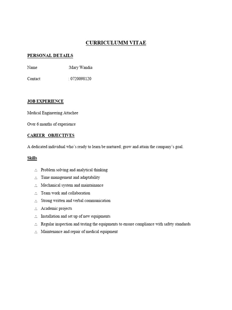 Curriculumm Vitae Mary | PDF