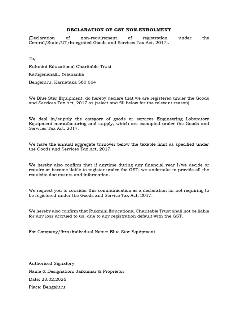 GST Declaration | PDF