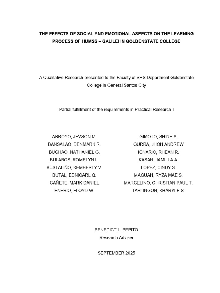Thesis Humss Final | PDF | Mental Health | Teachers